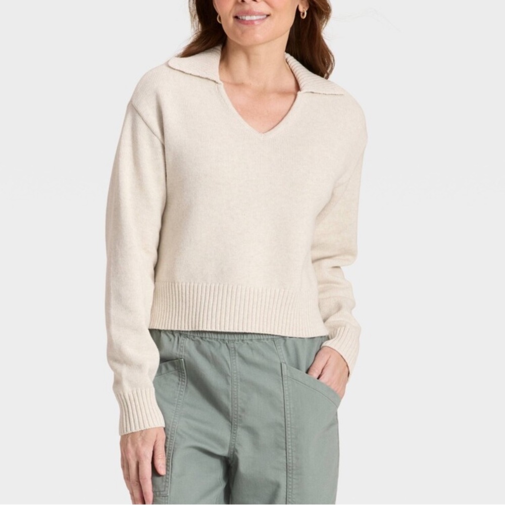 Universal Thread Women's Collared Neck Pullover Oatmeal Sweater XL - Picture 1 of 4